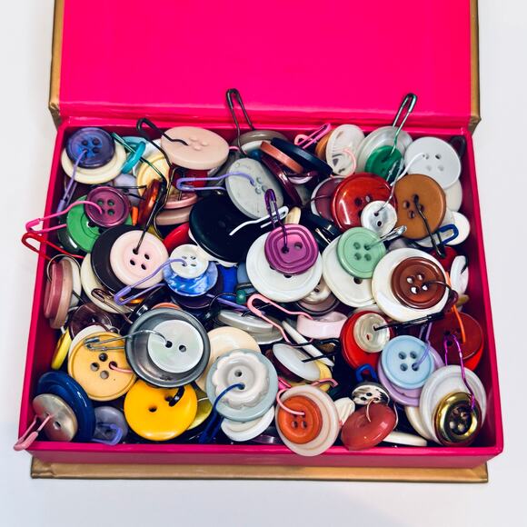 Vintage Buttons with Bulb Pin Embellishments, Button Charms for Junk Journals - Picture 1 of 10